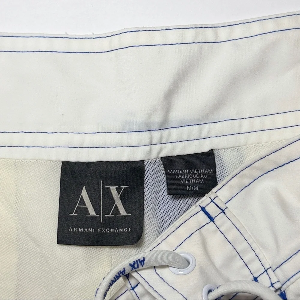 Armani Exchange Men's White and Yellow Board Shorts